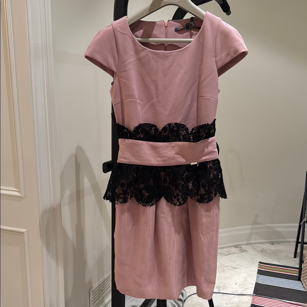 Elegant Pink Kids Dress with Black Lace